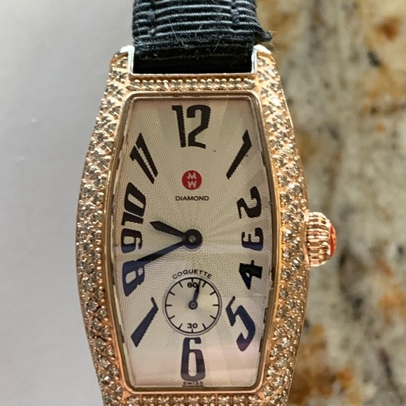 Michele Coquette * Beautiful Rose Tone Valerie Aldrich Watch w/Diamonds - Picture 6 of 16